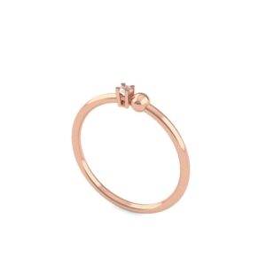 Anello bing rosa con zircone bianco