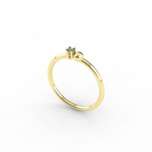 Anello bing giallo con zircone bianco