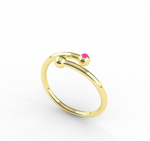 Anello aperto in oro con zircone rosa