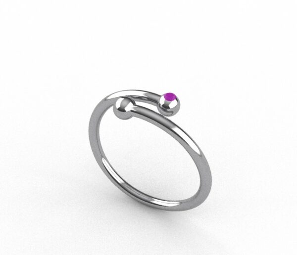 Anello due argento con zircone rosa